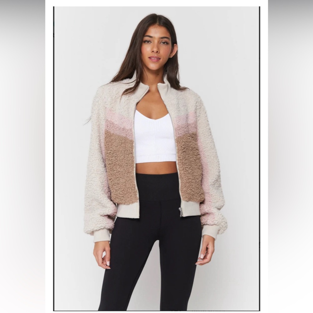 💖Spiritual Gangster Sherpa Strip Bomber Jacket💖